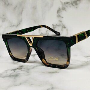 Men Women Sunglasses Fashion‎ Green Frame Oversize Driving Outdoor Stylish Gafas